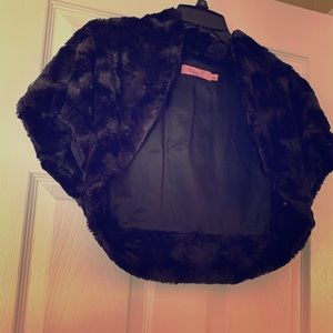 Black faux fur mini jacket